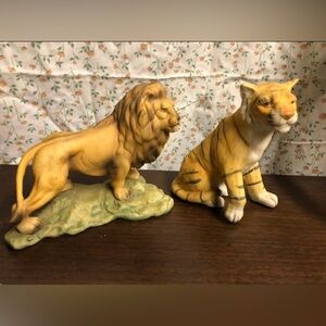 Aldon Accessories NYC Lion tiger Figurine Vintage ceramic safari zoo mcm decor